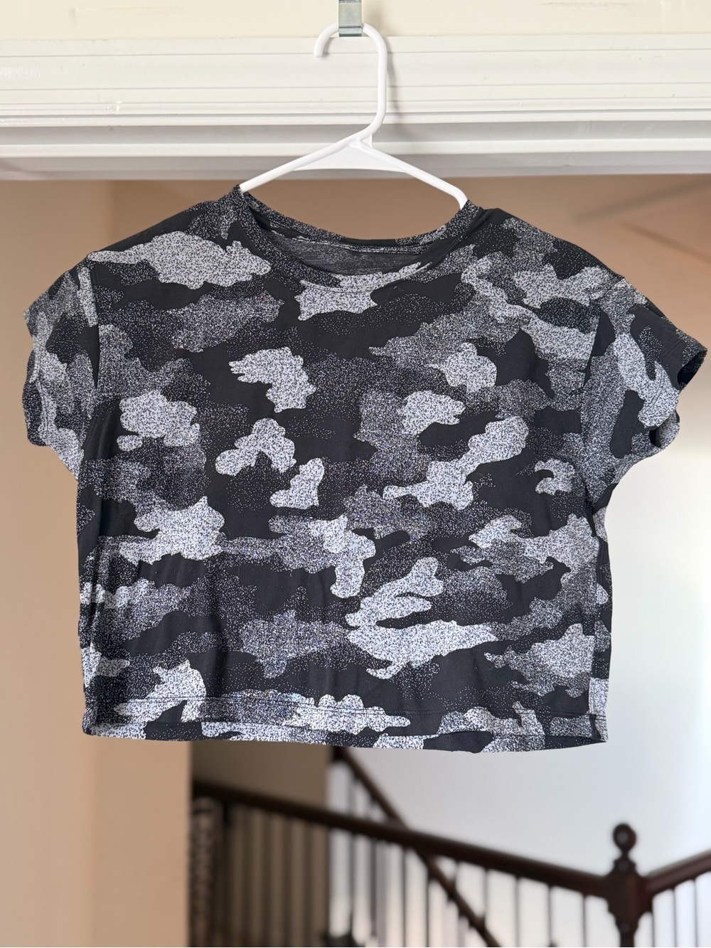 Women’s lululemon athletica Black & Gray Camo Crop Top. Best for S/M no size tag